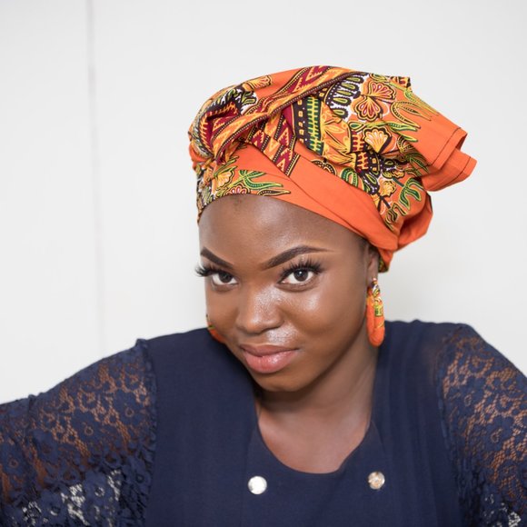 Matching African Dashiki Head Wrap & Earrings - DO - Picture 2 of 10